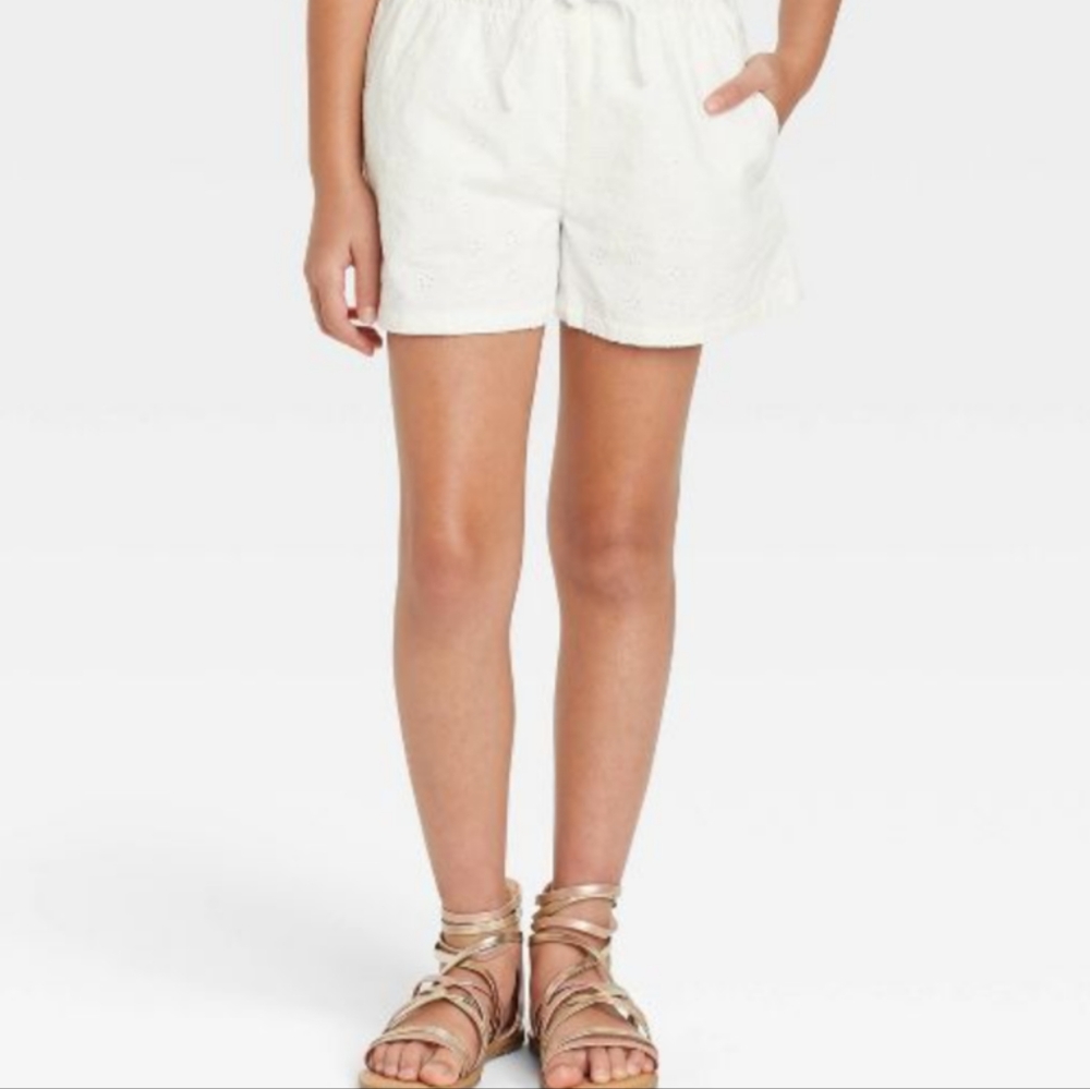 Girls white eyelet shorts